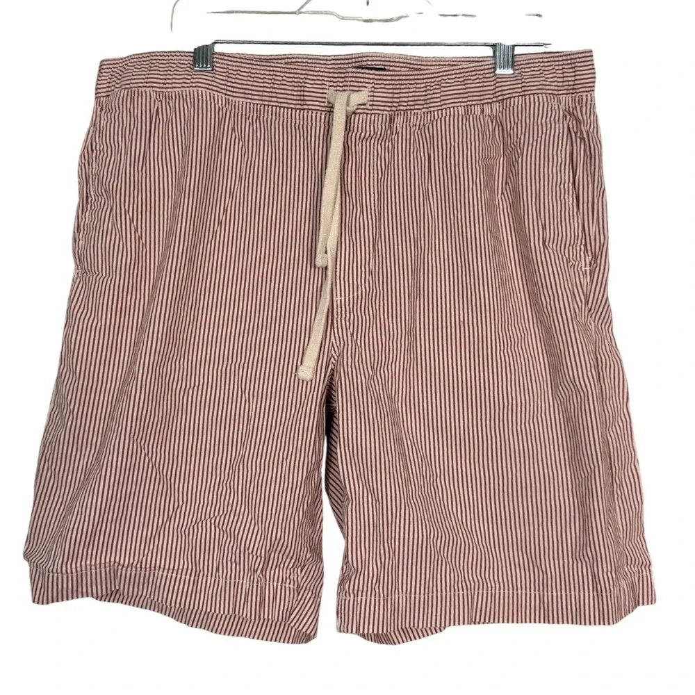 Banana Republic Deck Shorts Mens Large Red White Pinstripe Elastic Drawstring 8